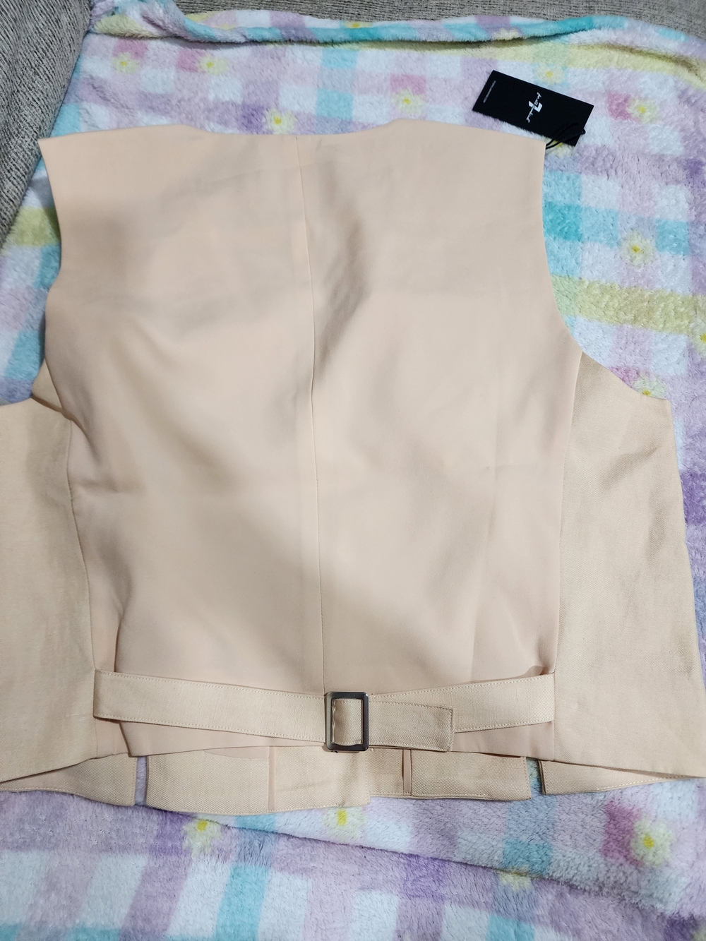 7 For All Mankind Sleeveless Tan-beige Button Front Vest New L - Picture 6 of 7